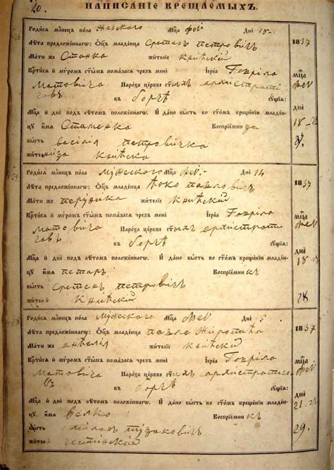 Најстарији записи из матичне књиге крштених (рођених) цркве у Борчу за ...