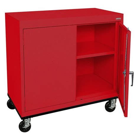 This Locking Mobile Cabinet Is Constructed Of Heavy Gauge Steel And