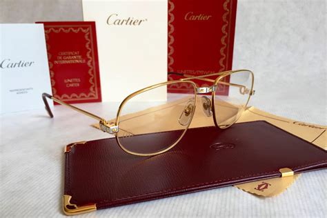 Cartier Romance Santos Vintage Glasses 18k Gold Plated Including Cartier Leather Case Cloth And