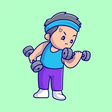 Premium Vector Cute Man Lifting Dumbbell Fitness Gym Cartoon Vector