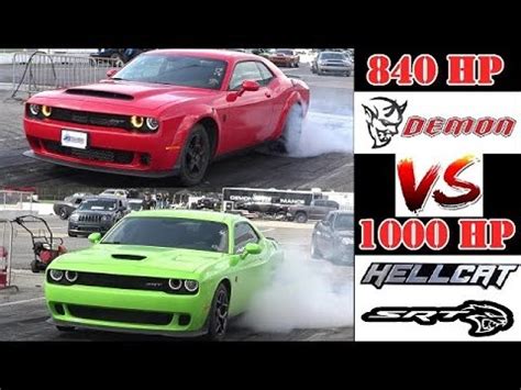 From the factory, the dodge challenger srt demon is no joke. Dodge Demon vs. 1,000 HP Challenger Hellcat Drag Race Is a ...
