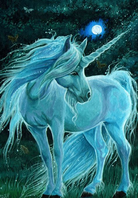 Unicorn On A Moonlit Night Unicorn Fantasy Unicorn And Fairies