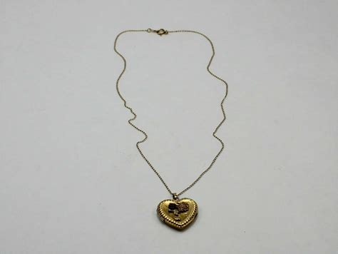 14k Gold Filled Gf Signed Ppc Chain Necklace Wvintage Gf Heart Locket Pendant Ebay