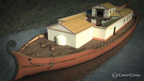 Reconstructed View Of The Nemi Ship Pleasure Barge Built By Caligula