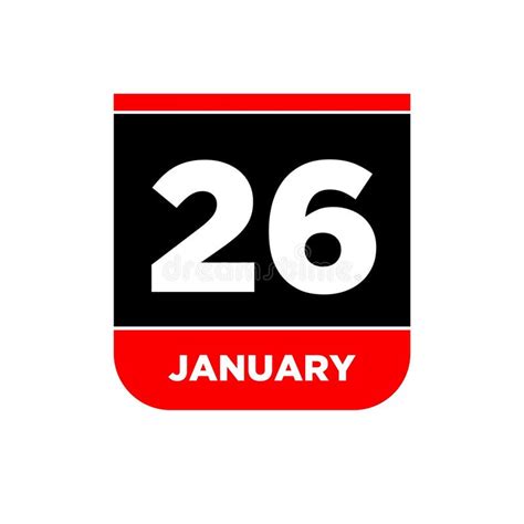 26th January Vector Calendar Page 26 Jan Icon Stock Vector