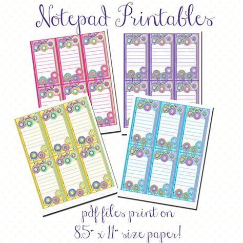 Note Pads Printables Diy Printable Note Pads Digital Download Notepad