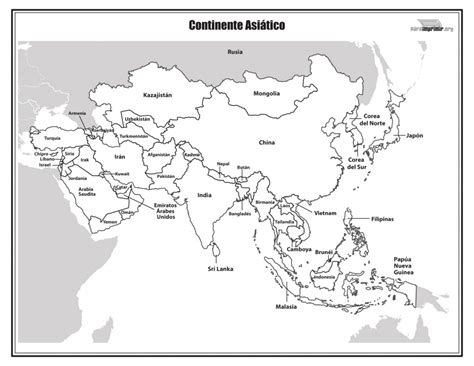 Mapa Del Continente Asiático Con Nombres Para Imprimir En Pdf 2021