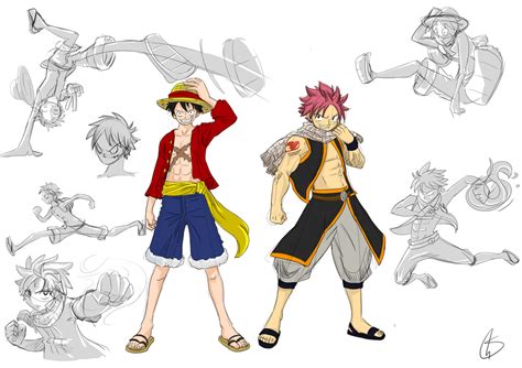 Luffy And Natsu Sketch By S Concept On Deviantart