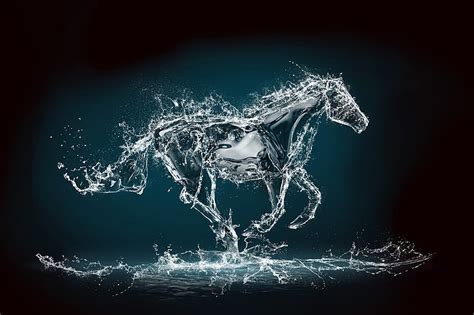Hd Wallpaper Water Horse Illustration Squirt Rendering Background