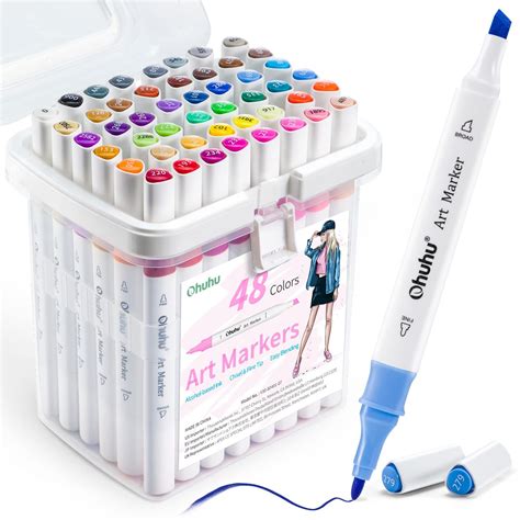 Ohuhu Markers 48 Color Double Tipped Alcohol Markers Chisel And Fine