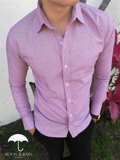 Camisa Rosa De Puntos De Colores Para Hombre De La Colección Enero 2018