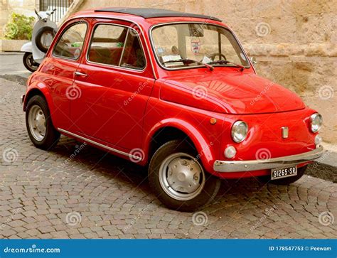 Old Red Fiat 500 Italy Editorial Stock Photo Image Of Transportation