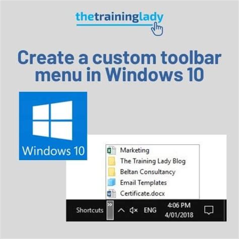 Create Custom Toolbar Menu In Windows 10 The Training Lady
