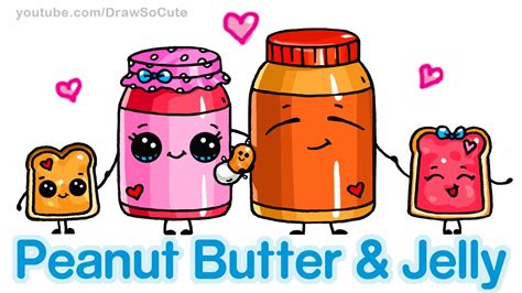 How To Draw Cute Cartoon Food Peanut Butter And Jelly Sandwich