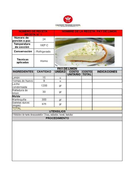 Ejemplo De Receta Estándar Pdf