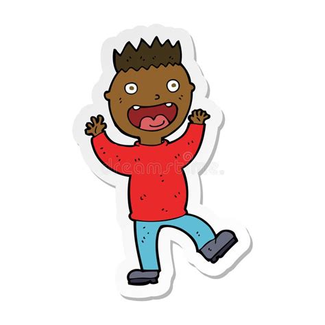 Sticker Of A Cartoon Crazy Happy Man Stock Vector Illustration Of