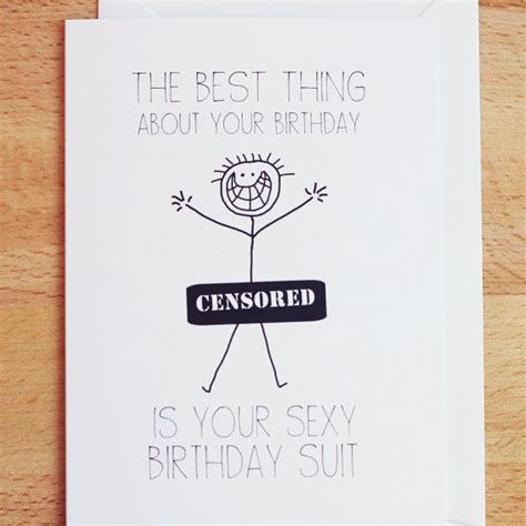 A Sexy And Funny Birthday Card Featuring A Naked BIRTHDAY SUIT Stickm