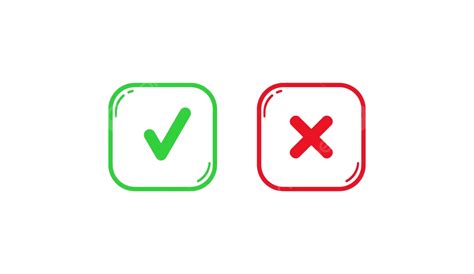 Consent And Refusal Signs In Red And Green Square Outlines Vector Flat