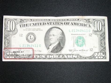 1985 10 Dollar Bill Bank Of San Francisco