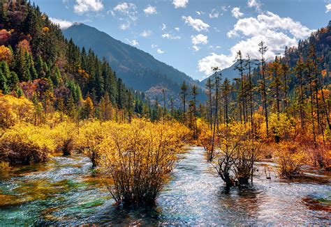 Fondos De Pantalla Jiuzhaigou China Parque Otoño Montañas Bosques