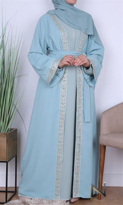 Abaya Kimono With Embroidery And Sequins Light And Pleasant Fabric