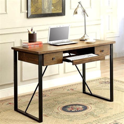 The walnut wood desk matte desk mid century desk modern wooden writing desk table is perfect for any modern or contemporary room. Schevron Mid Century Industrial Rustic Design Home Office ...