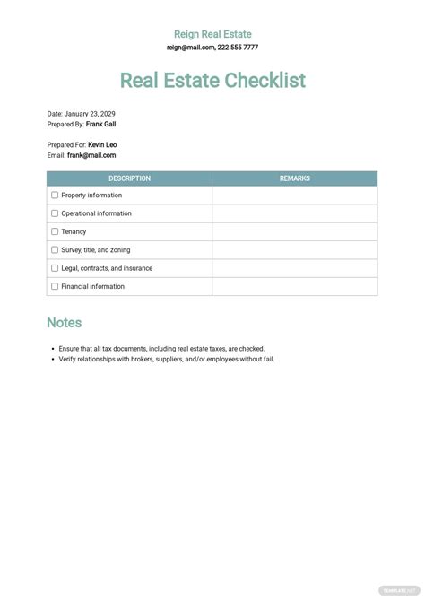 14 Free Real Estate Checklist Templates Edit And Download