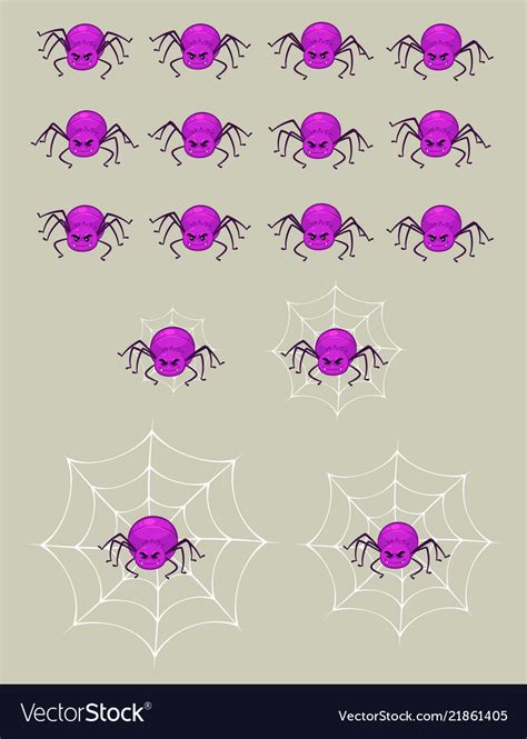 Purple Spider Game Sprites Royalty Free Vector Image