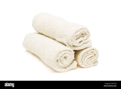 Three White Towels Stock Photo Alamy