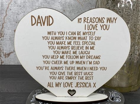10 Reasons Why I Love You Heart Stand Plaque Personalised Etsy