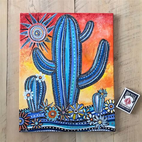 Desert Blooms Part Deux An Original Acrylic Painting On Etsy Cactus