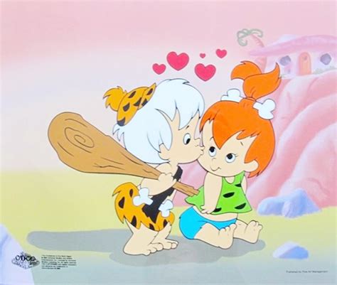 The Flintstones Bam Bam Kissing Pebbles Animation Sericel