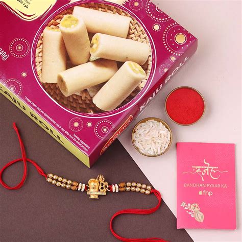 Send Sneh Shiv Rakhi With Kaju Roll Online Rakhibazaar Com