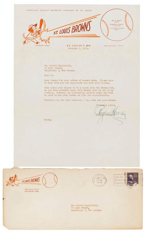 Hall Of Famer Typewritten Letter Collection Christies