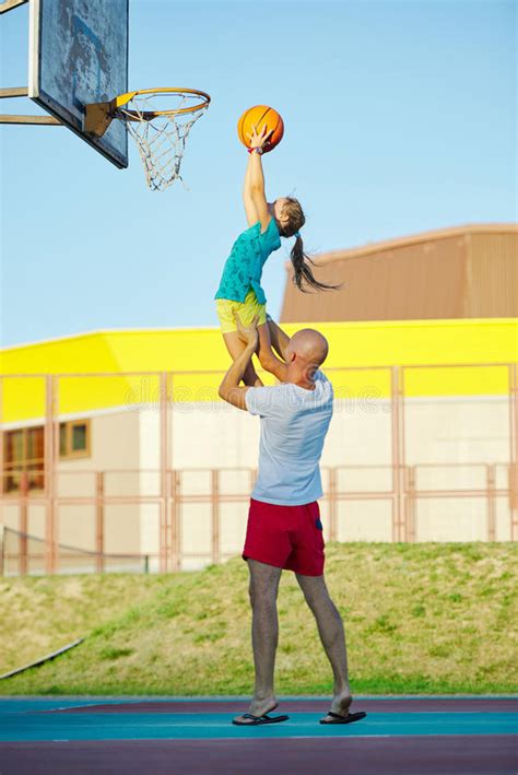 father and daughter playing basketball stock image image of outside fitness 70735267