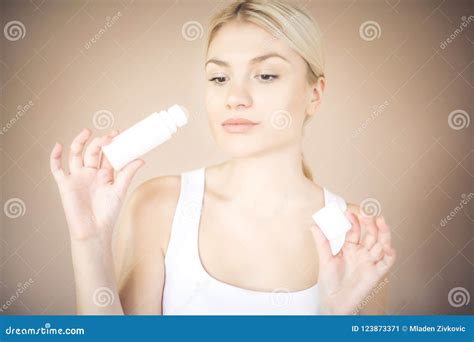 Woman Putting Concealer On Cheek Stock Image Image Of Face Aging