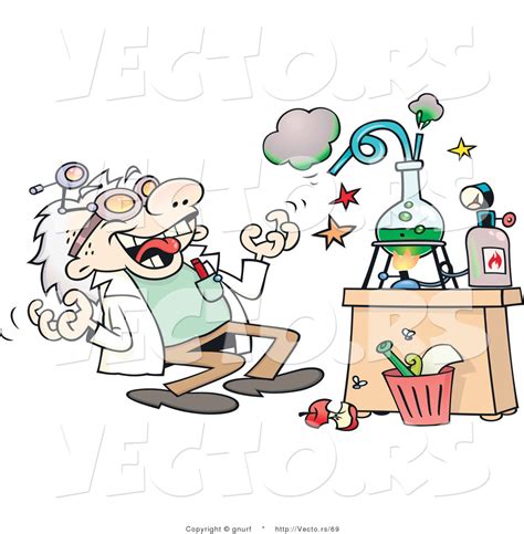 Vector Of A Happy Cartoon Scientist Experimenting In His Lab With