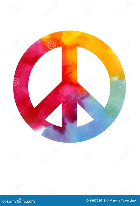 Illustration With Beautiful Peace Sign In Watercolor Style Stock Vector