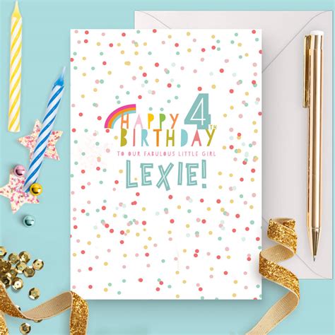 Personalised Childrens Birthday Card Confetti By Peach Tea Studio