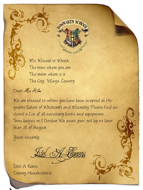 Ayuda Elaboracion De Carta De Aceptacion A Hogwarts Hogwarts