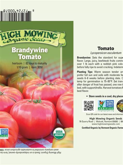 Brandywine Heirloom Tomato Organic Seeds