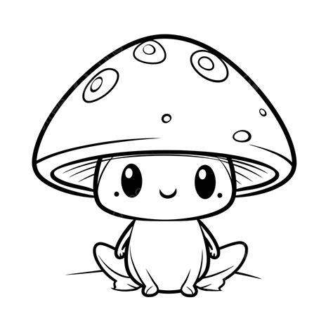 Cute Kawaii Mushroom Coloring Page Outline Sketch Drawing Vector My