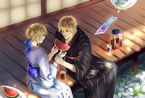 Artoria Pendragon Saber And Gilgamesh Fate And More Drawn By