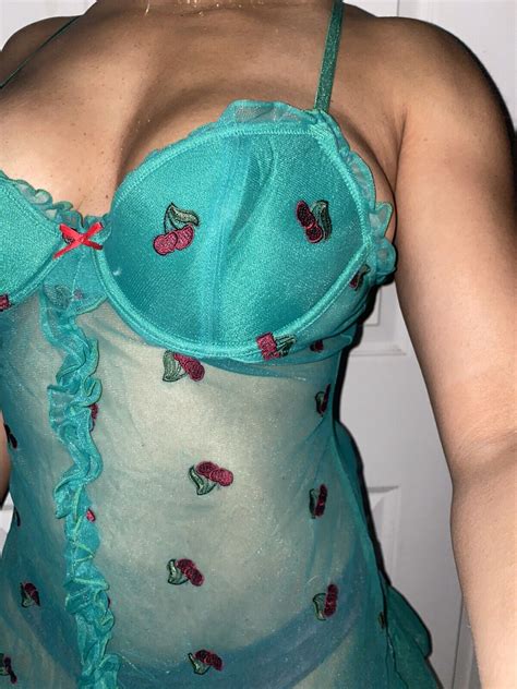 victoria s secret vintage sexy euc green cherry print sheer bra top dress 36b m ebay