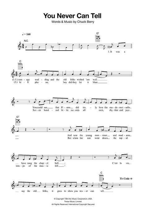 Chuck Berry You Never Can Tell Sheet Music Pdf Notes Chords Rock