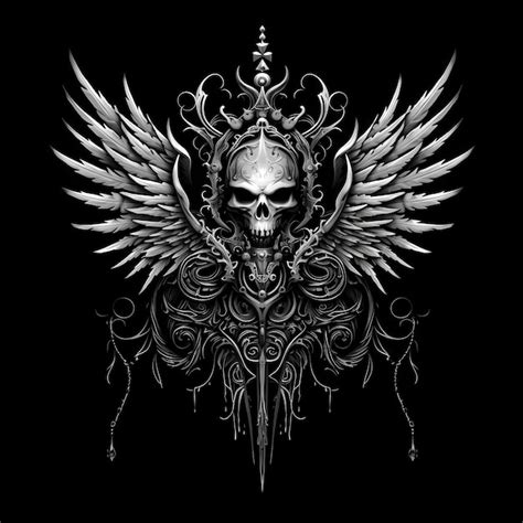 Premium Ai Image Skull And Wings Tattoo Design Illustration