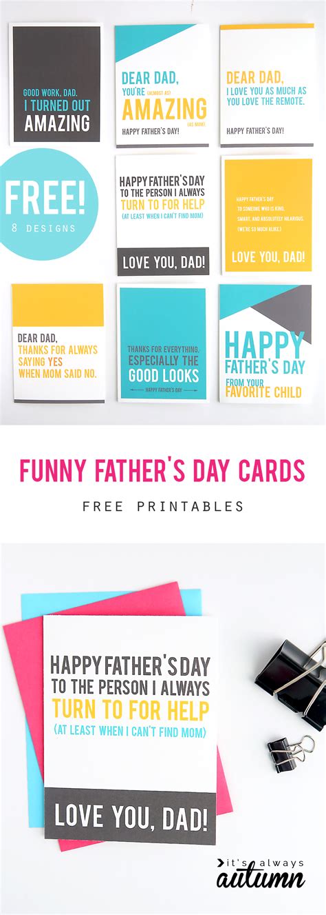 Salute your own papa bear with a card starring a king of the jungle, top dog, or another dad from the wild world of nature. FUNNY father's day cards you can print at home - It's Always Autumn
