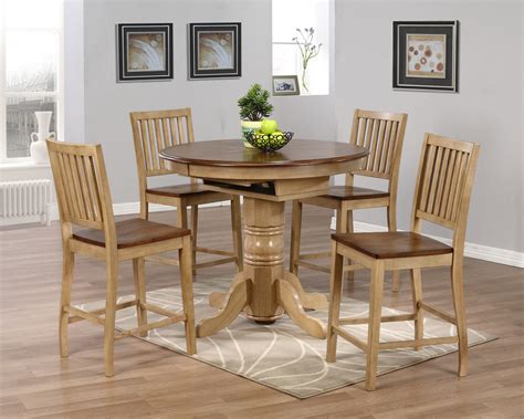 Sunset Trading 5 Piece Brook Round Or Oval Butterfly Leaf Pub Table