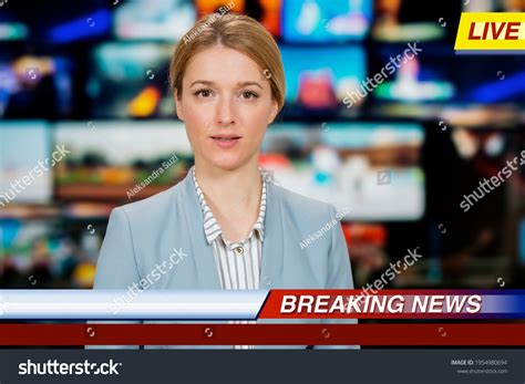 News Reporter Presenting Images Stock Photos And Vectors Shutterstock