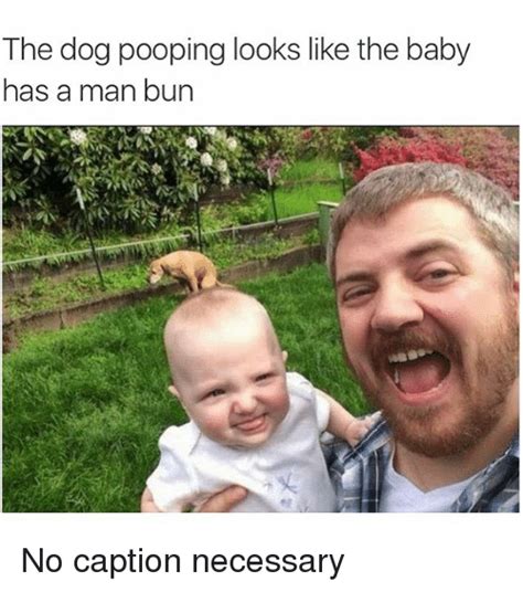The Dog Pooping Looks Like The Baby Has A Man Bun No Caption Necessary Baby Its Cold Outside